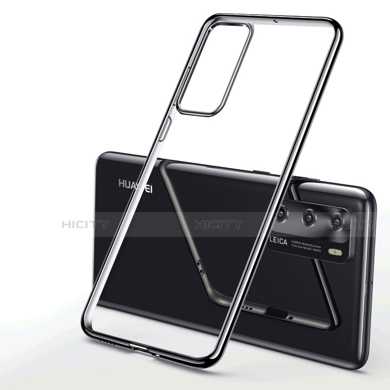 Custodia Silicone Trasparente Ultra Sottile Cover Morbida S04 per Huawei P40 Nero