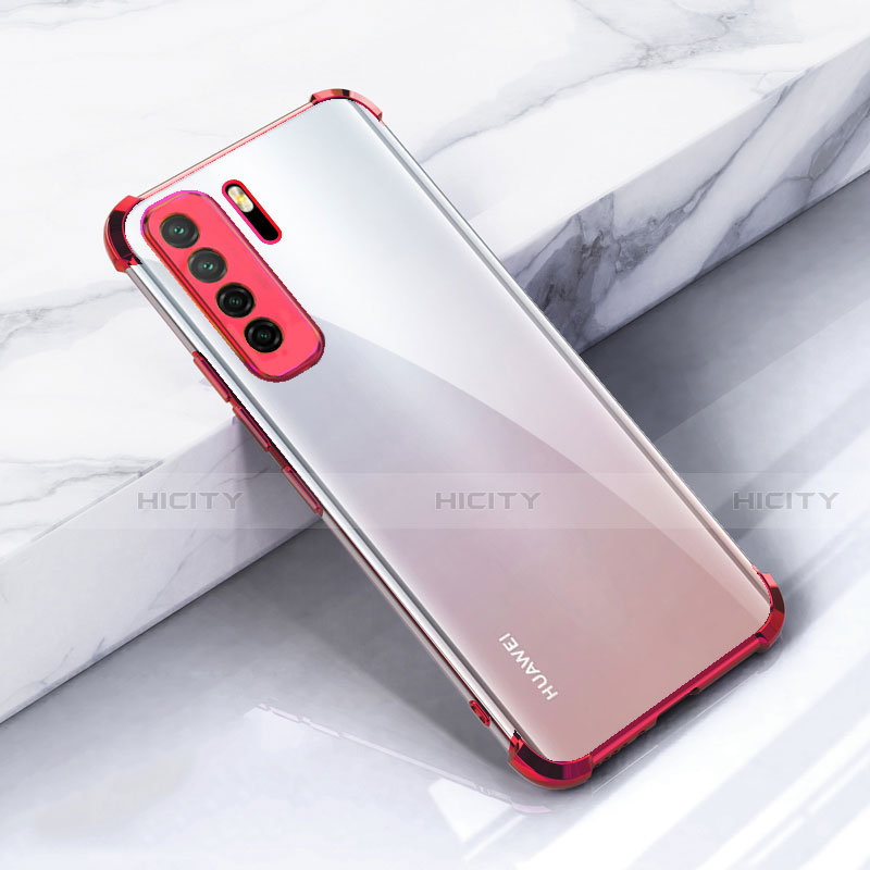 Custodia Silicone Trasparente Ultra Sottile Cover Morbida S05 per Huawei Nova 7 SE 5G Rosso