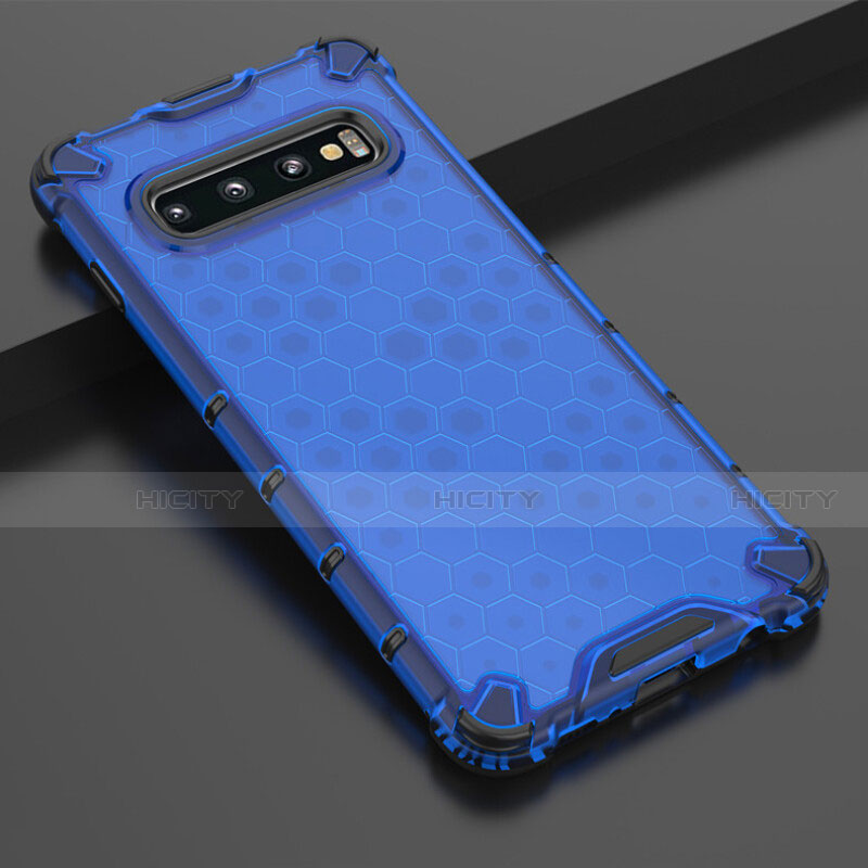 Custodia Silicone Trasparente Ultra Sottile Cover Morbida S05 per Samsung Galaxy S10 Blu