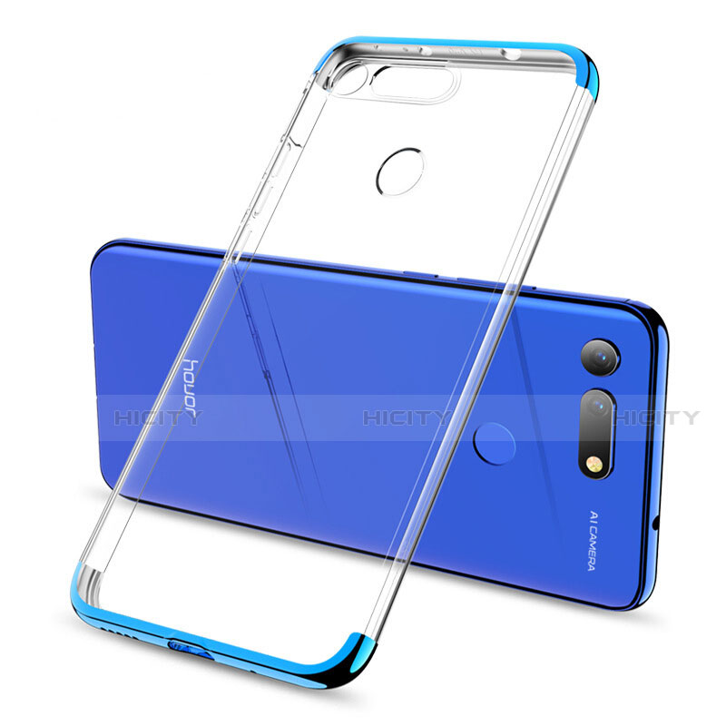 Custodia Silicone Trasparente Ultra Sottile Cover Morbida S06 per Huawei Honor V20 Blu