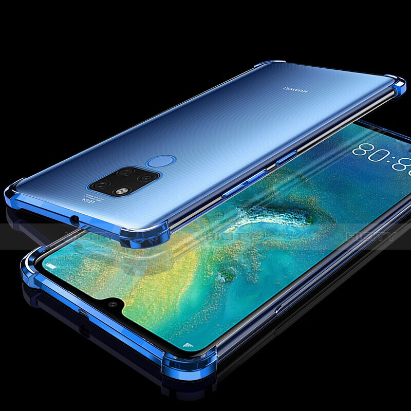 Custodia Silicone Trasparente Ultra Sottile Cover Morbida S07 per Huawei Mate 20 X 5G Blu