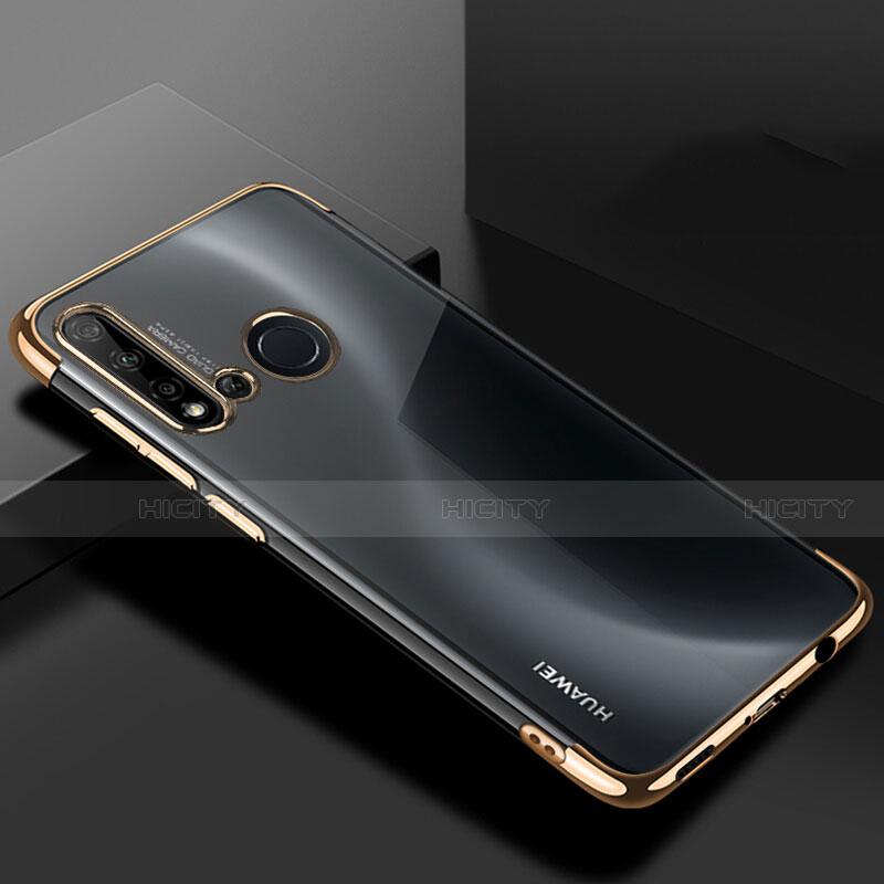 Custodia Silicone Trasparente Ultra Sottile Cover Morbida S07 per Huawei Nova 5i Oro