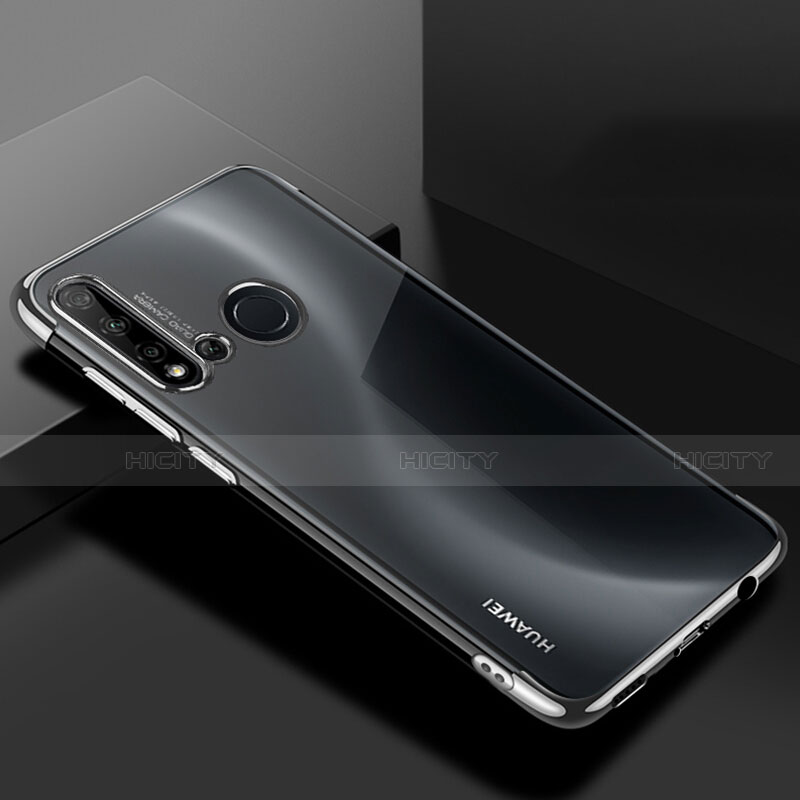 Custodia Silicone Trasparente Ultra Sottile Cover Morbida S07 per Huawei P20 Lite (2019) Argento