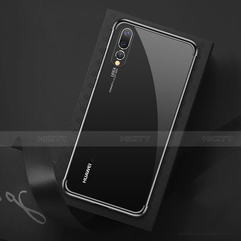 Custodia Silicone Trasparente Ultra Sottile Cover Morbida S07 per Huawei P20 Pro Nero