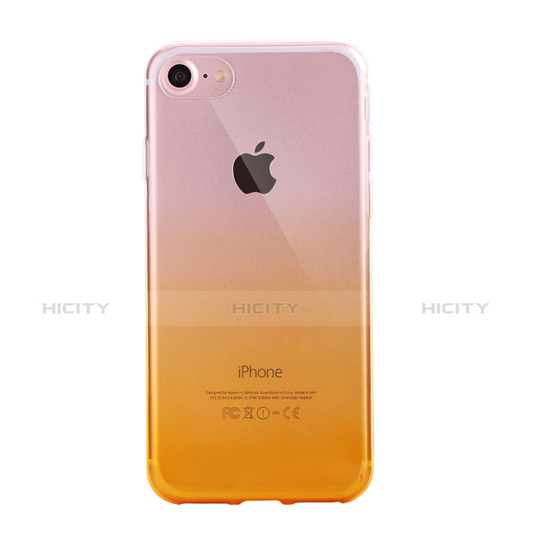 Custodia Silicone Trasparente Ultra Sottile Cover Morbida Sfumato G01 per Apple iPhone 7 Giallo