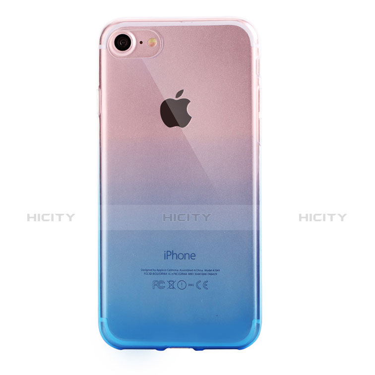 Custodia Silicone Trasparente Ultra Sottile Cover Morbida Sfumato G01 per Apple iPhone 8 Blu