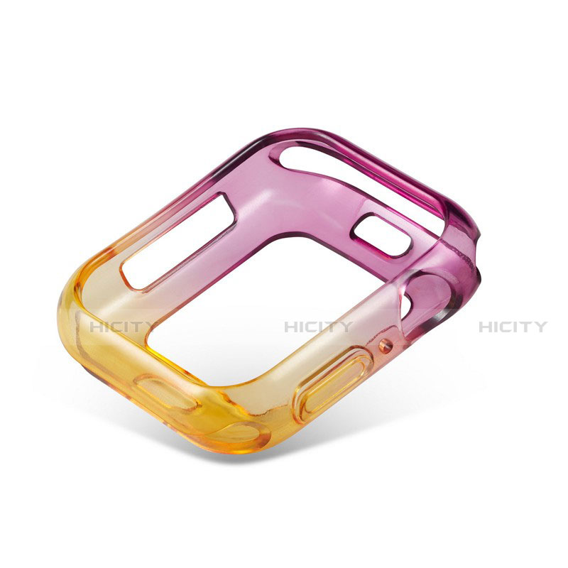 Custodia Silicone Trasparente Ultra Sottile Cover Morbida Sfumato G01 per Apple iWatch 5 40mm Viola
