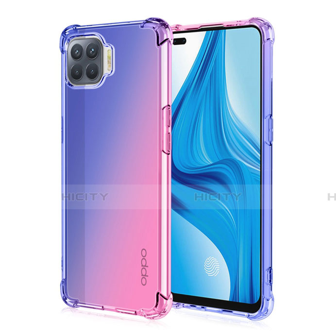 Custodia Silicone Trasparente Ultra Sottile Cover Morbida Sfumato G01 per Oppo A93 Blu