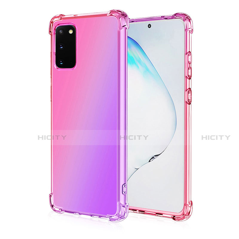 Custodia Silicone Trasparente Ultra Sottile Cover Morbida Sfumato G01 per Samsung Galaxy S20 5G Oro Rosa