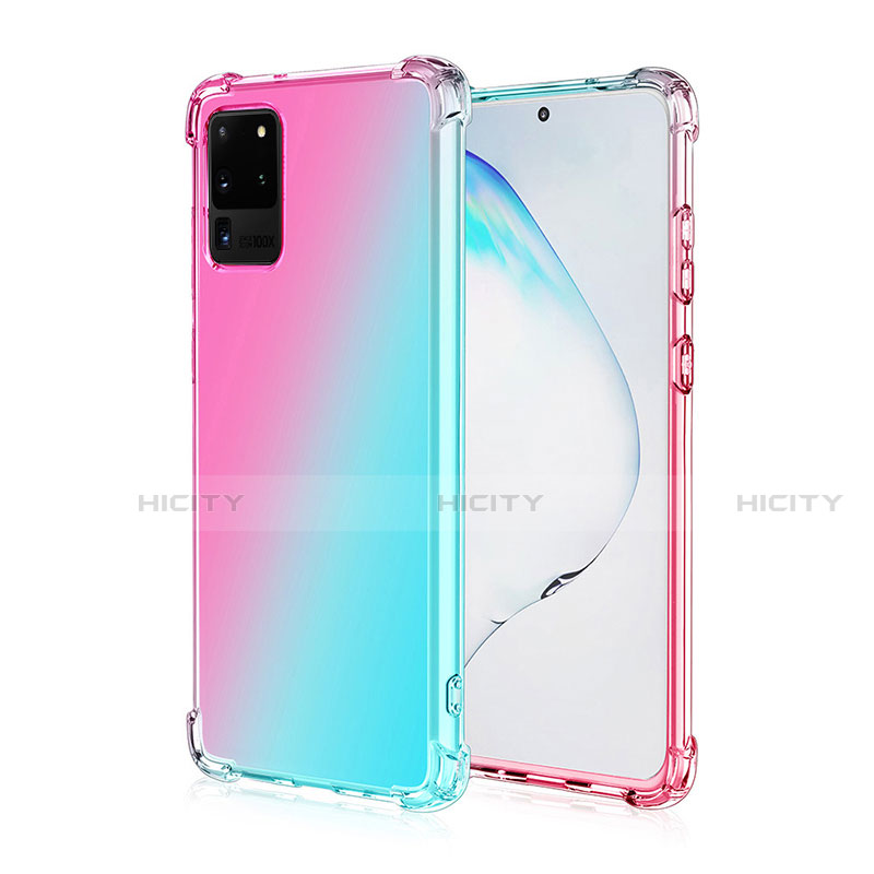 Custodia Silicone Trasparente Ultra Sottile Cover Morbida Sfumato G01 per Samsung Galaxy S20 Ultra Rosa