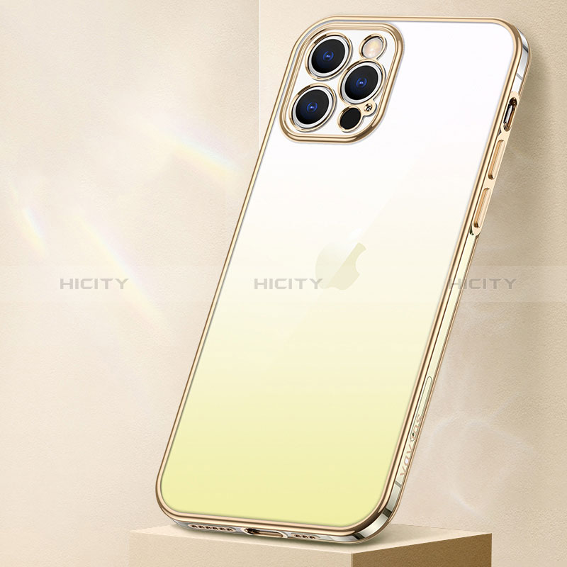 Custodia Silicone Trasparente Ultra Sottile Cover Morbida Sfumato S01 per Apple iPhone 13 Pro Giallo