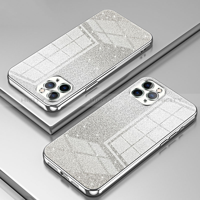 Custodia Silicone Trasparente Ultra Sottile Cover Morbida SY1 per Apple iPhone 11 Pro Max Argento