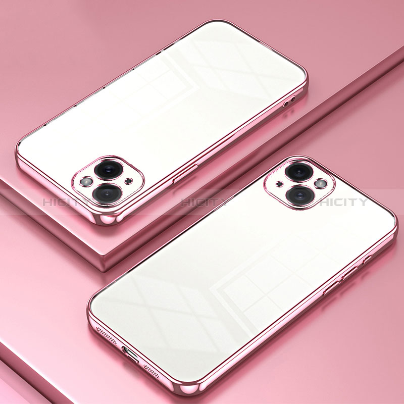 Custodia Silicone Trasparente Ultra Sottile Cover Morbida SY1 per Apple iPhone 14 Oro Rosa