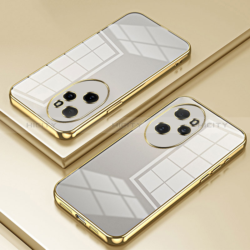 Custodia Silicone Trasparente Ultra Sottile Cover Morbida SY1 per Huawei Honor 100 Pro 5G Oro