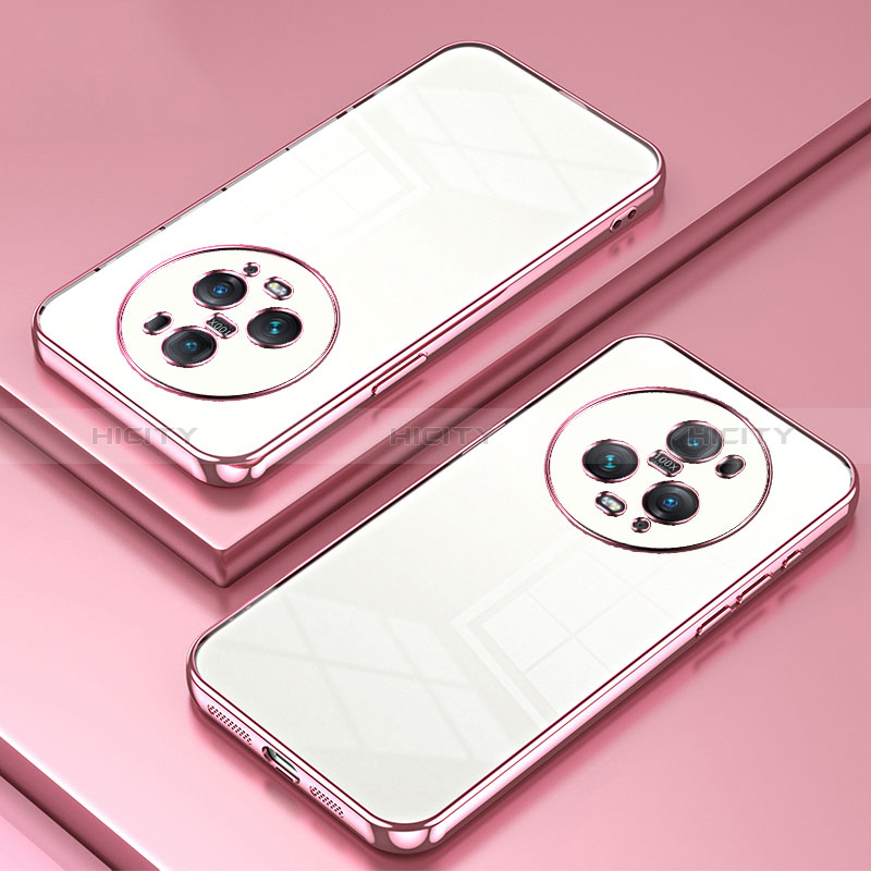 Custodia Silicone Trasparente Ultra Sottile Cover Morbida SY1 per Huawei Honor Magic5 Pro 5G Oro Rosa