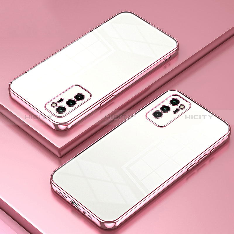 Custodia Silicone Trasparente Ultra Sottile Cover Morbida SY1 per Huawei Honor V30 5G Oro Rosa