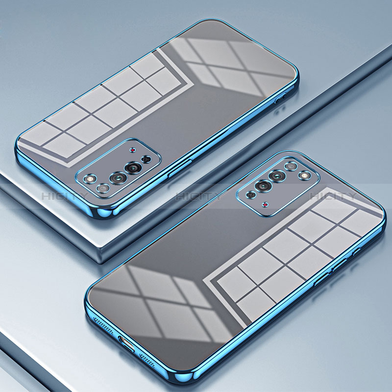 Custodia Silicone Trasparente Ultra Sottile Cover Morbida SY1 per Huawei Honor X10 5G Blu