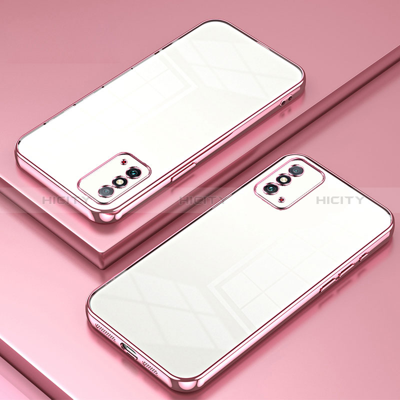 Custodia Silicone Trasparente Ultra Sottile Cover Morbida SY1 per Huawei Honor X10 Max 5G Oro Rosa