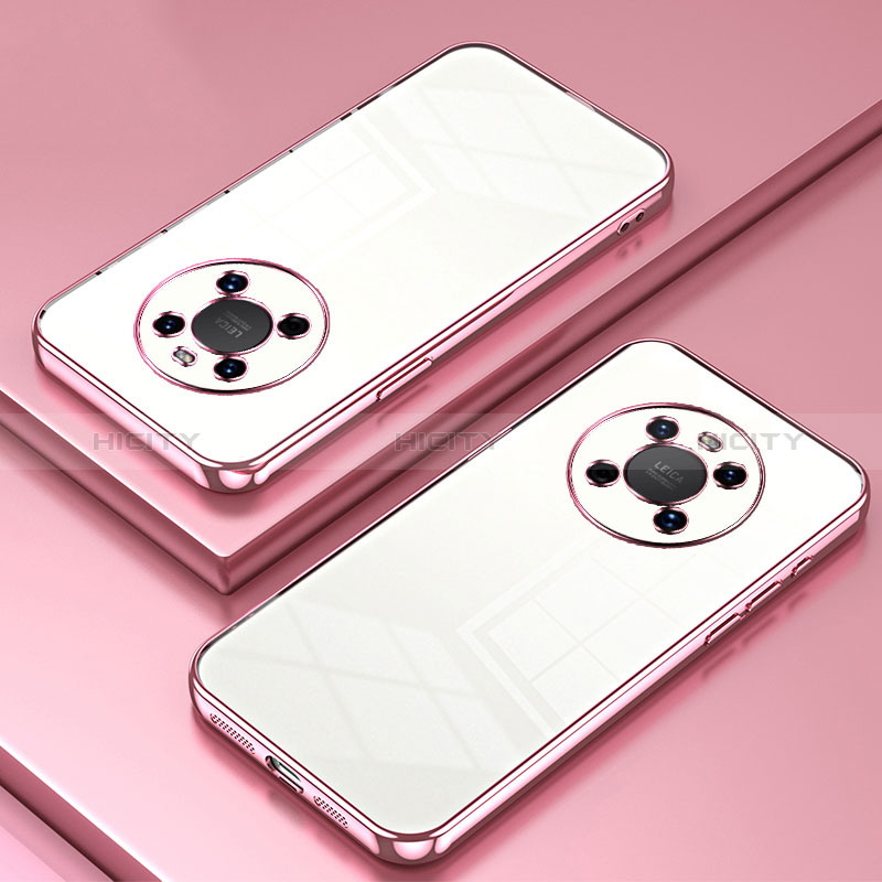 Custodia Silicone Trasparente Ultra Sottile Cover Morbida SY1 per Huawei Mate 40 Oro Rosa