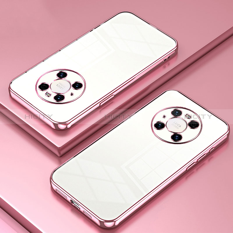 Custodia Silicone Trasparente Ultra Sottile Cover Morbida SY1 per Huawei Mate 40 Pro Oro Rosa