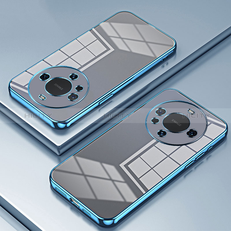 Custodia Silicone Trasparente Ultra Sottile Cover Morbida SY1 per Huawei Mate 60 Pro+ Plus Blu