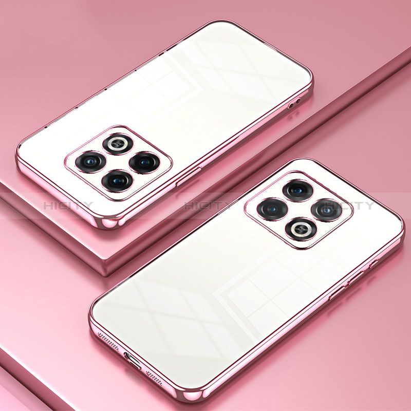 Custodia Silicone Trasparente Ultra Sottile Cover Morbida SY1 per OnePlus 10 Pro 5G Oro Rosa