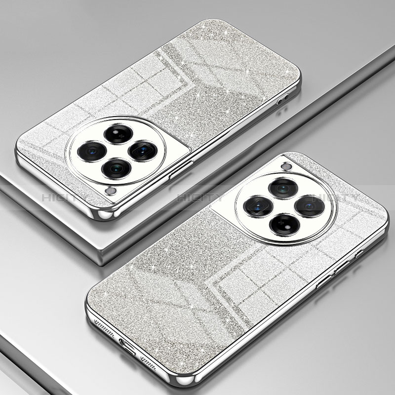 Custodia Silicone Trasparente Ultra Sottile Cover Morbida SY1 per OnePlus 12R 5G Argento