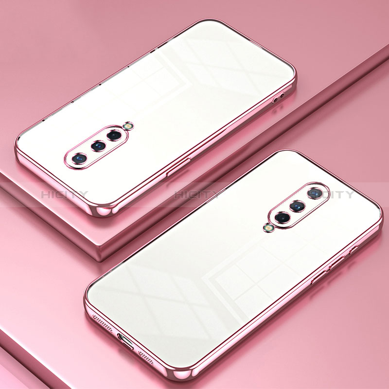 Custodia Silicone Trasparente Ultra Sottile Cover Morbida SY1 per OnePlus 8 Oro Rosa