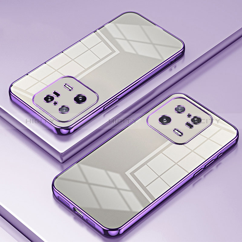 Custodia Silicone Trasparente Ultra Sottile Cover Morbida SY1 per Xiaomi Mi 13 Pro 5G Viola