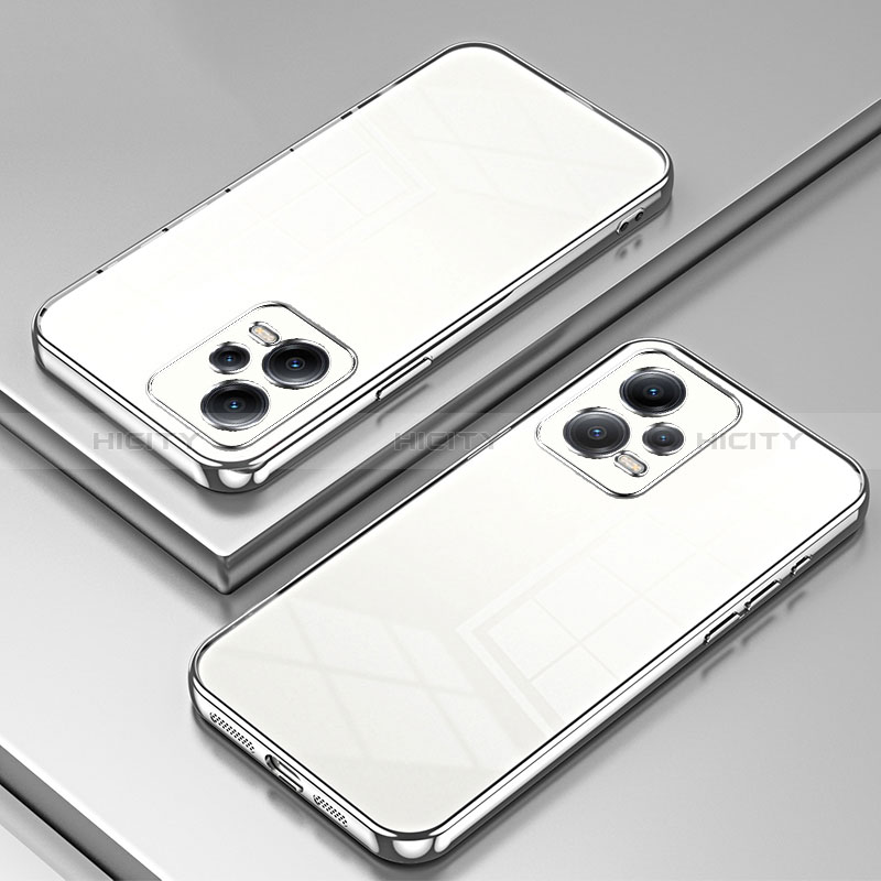 Custodia Silicone Trasparente Ultra Sottile Cover Morbida SY1 per Xiaomi Redmi Note 12 5G Argento