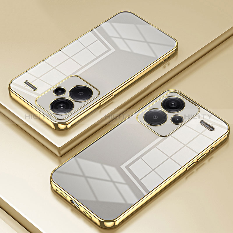 Custodia Silicone Trasparente Ultra Sottile Cover Morbida SY1 per Xiaomi Redmi Note 13 Pro+ Plus 5G Oro