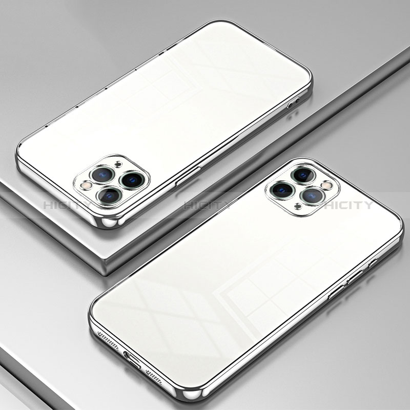 Custodia Silicone Trasparente Ultra Sottile Cover Morbida SY2 per Apple iPhone 11 Pro Argento