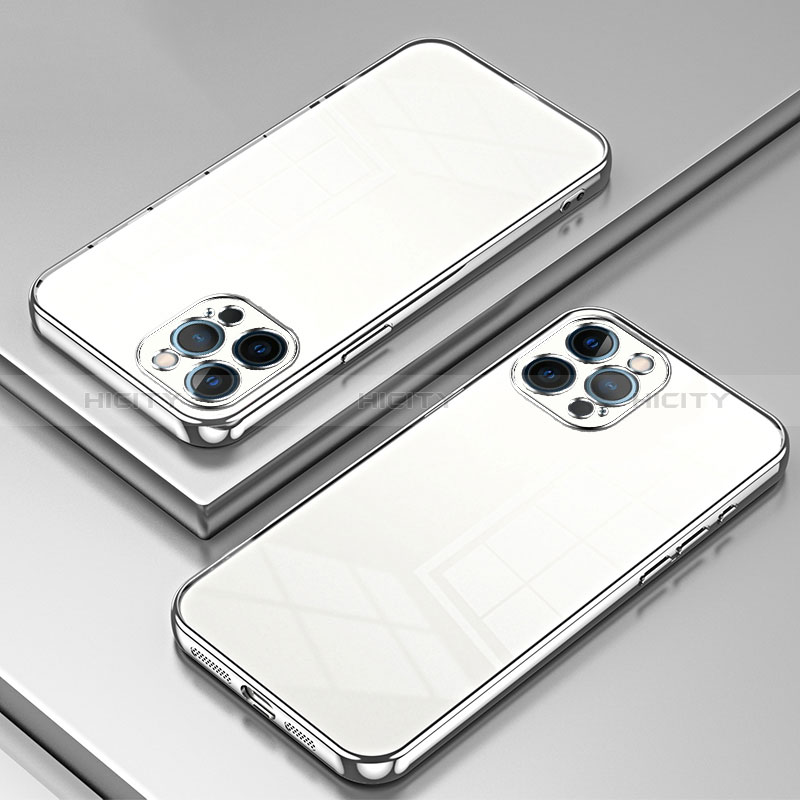 Custodia Silicone Trasparente Ultra Sottile Cover Morbida SY2 per Apple iPhone 12 Pro Max Argento