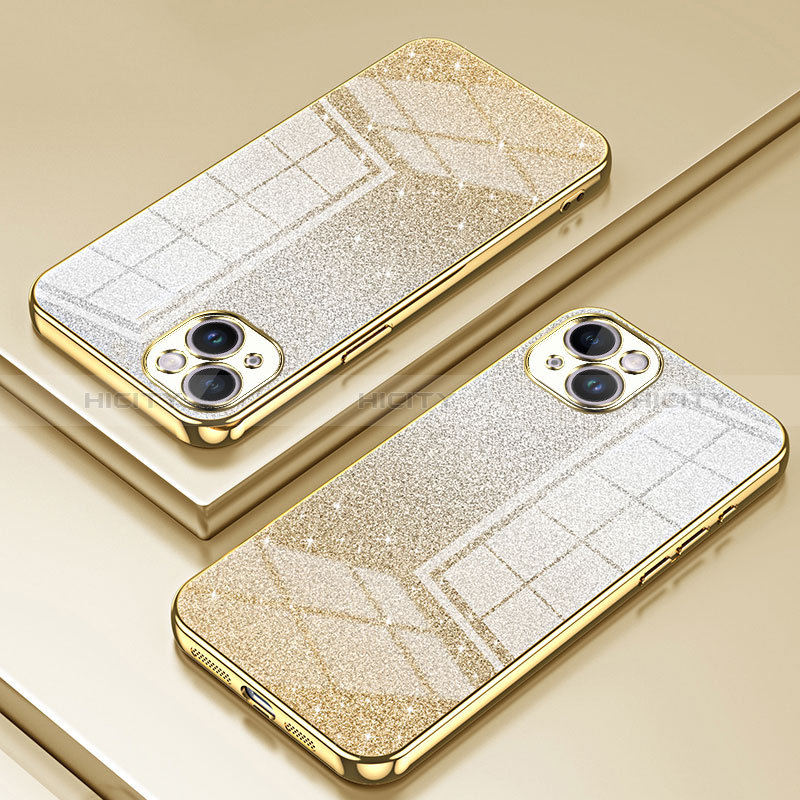 Custodia Silicone Trasparente Ultra Sottile Cover Morbida SY2 per Apple iPhone 14 Plus Oro