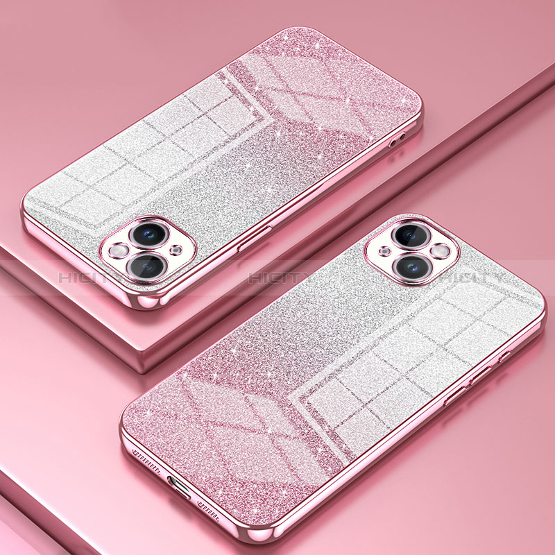 Custodia Silicone Trasparente Ultra Sottile Cover Morbida SY2 per Apple iPhone 14 Plus Oro Rosa