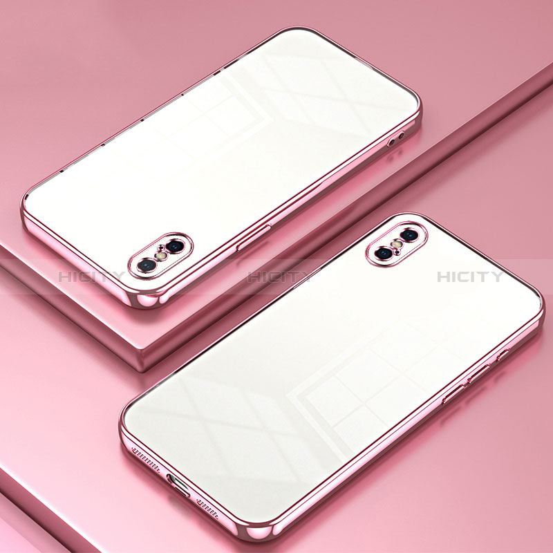 Custodia Silicone Trasparente Ultra Sottile Cover Morbida SY2 per Apple iPhone X Oro Rosa
