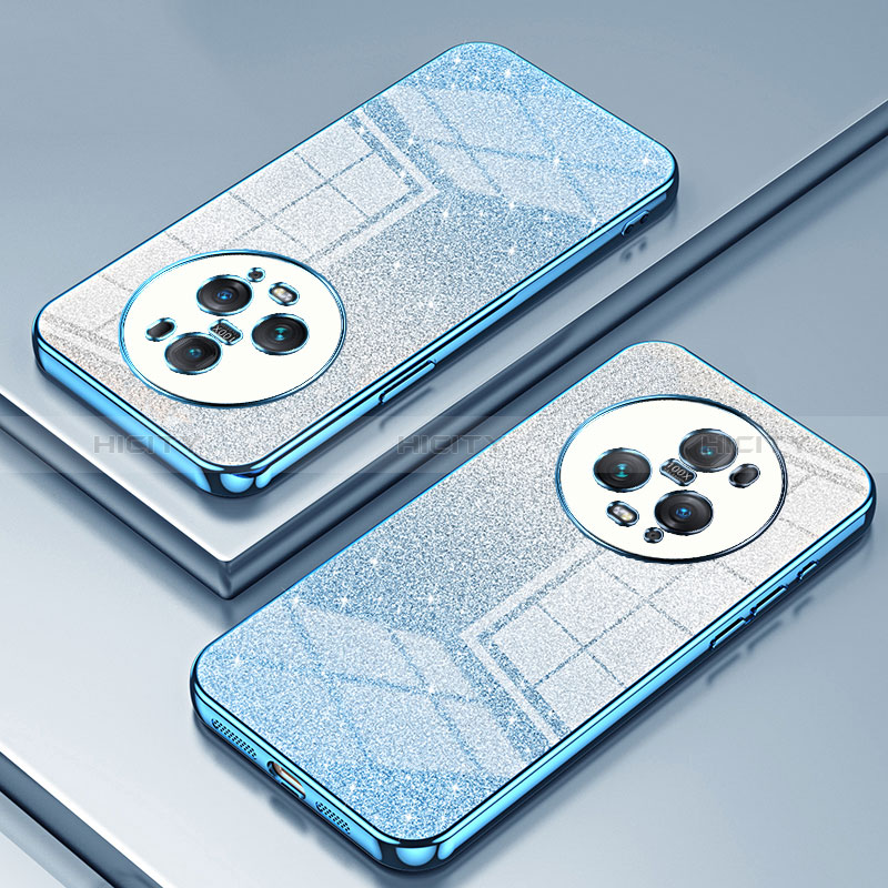 Custodia Silicone Trasparente Ultra Sottile Cover Morbida SY2 per Huawei Honor Magic5 Pro 5G Blu