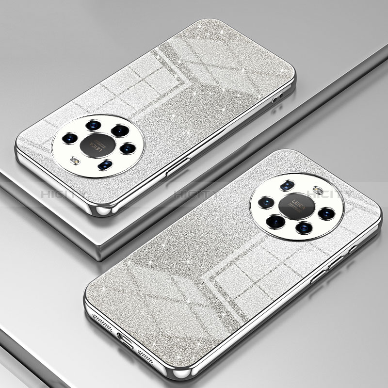 Custodia Silicone Trasparente Ultra Sottile Cover Morbida SY2 per Huawei Mate 40 Pro+ Plus Argento