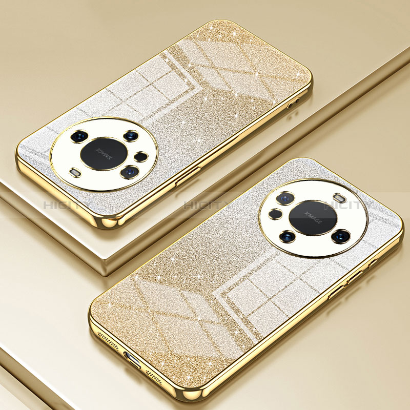 Custodia Silicone Trasparente Ultra Sottile Cover Morbida SY2 per Huawei Mate 60 Oro