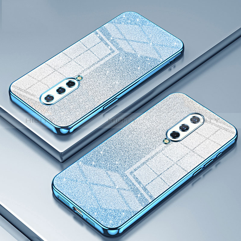 Custodia Silicone Trasparente Ultra Sottile Cover Morbida SY2 per OnePlus 8 Blu