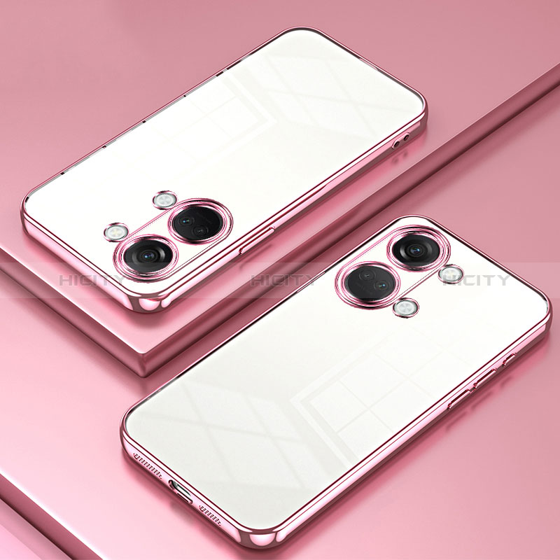 Custodia Silicone Trasparente Ultra Sottile Cover Morbida SY2 per OnePlus Ace 2V 5G Oro Rosa
