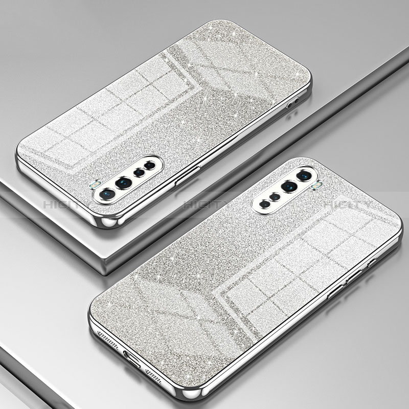 Custodia Silicone Trasparente Ultra Sottile Cover Morbida SY2 per OnePlus Nord Argento