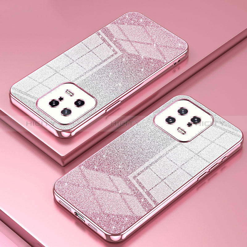 Custodia Silicone Trasparente Ultra Sottile Cover Morbida SY2 per Xiaomi Mi 13 5G Oro Rosa