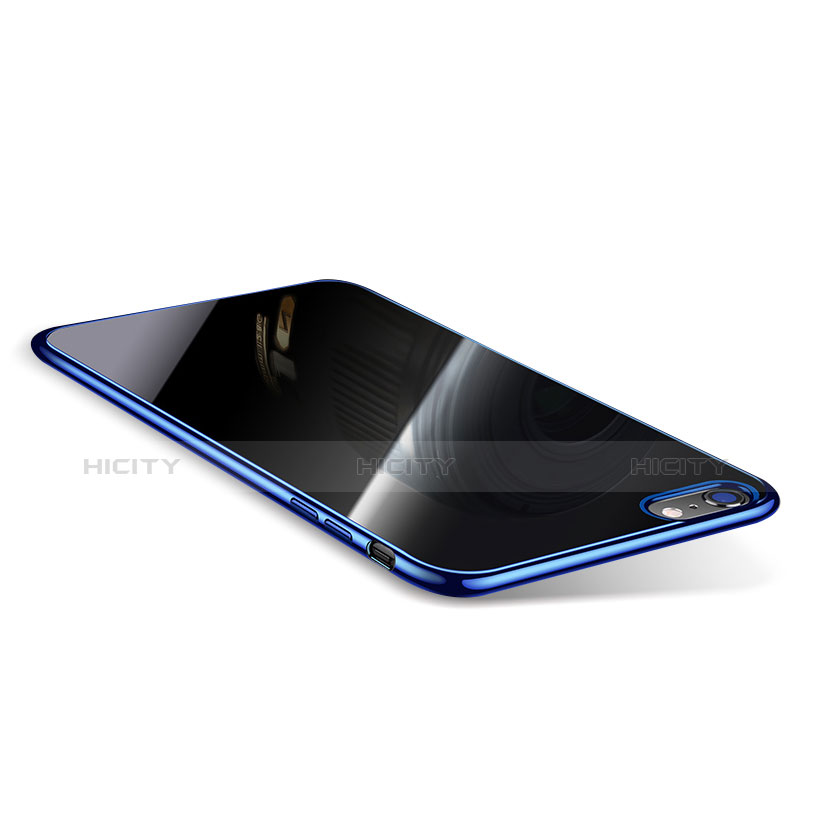 Custodia Silicone Trasparente Ultra Sottile Cover Morbida T08 per Apple iPhone 6 Plus Blu