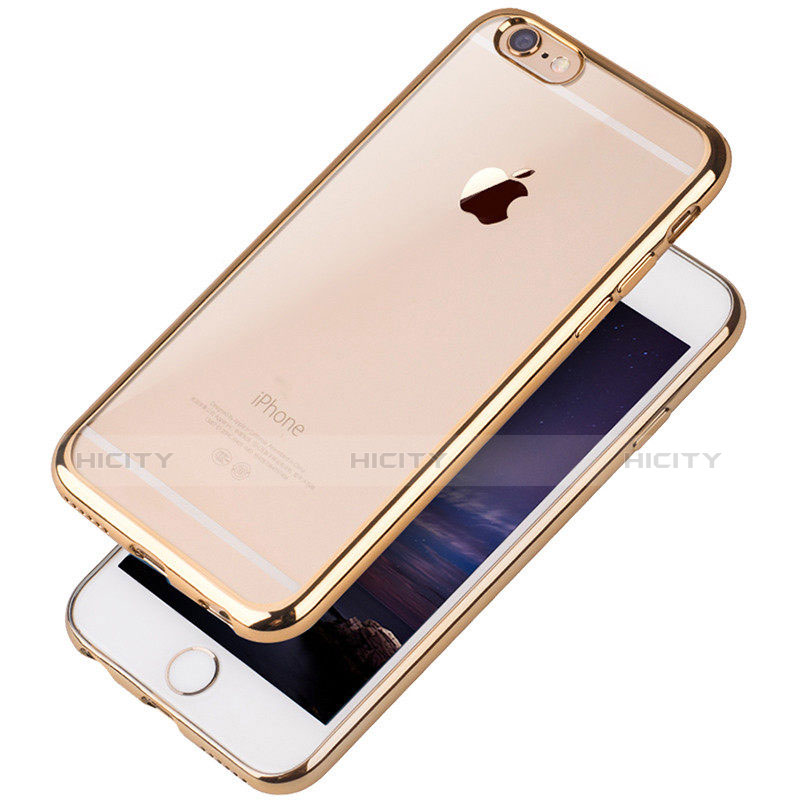 Custodia Silicone Trasparente Ultra Sottile Cover Morbida T08 per Apple iPhone 6S Oro