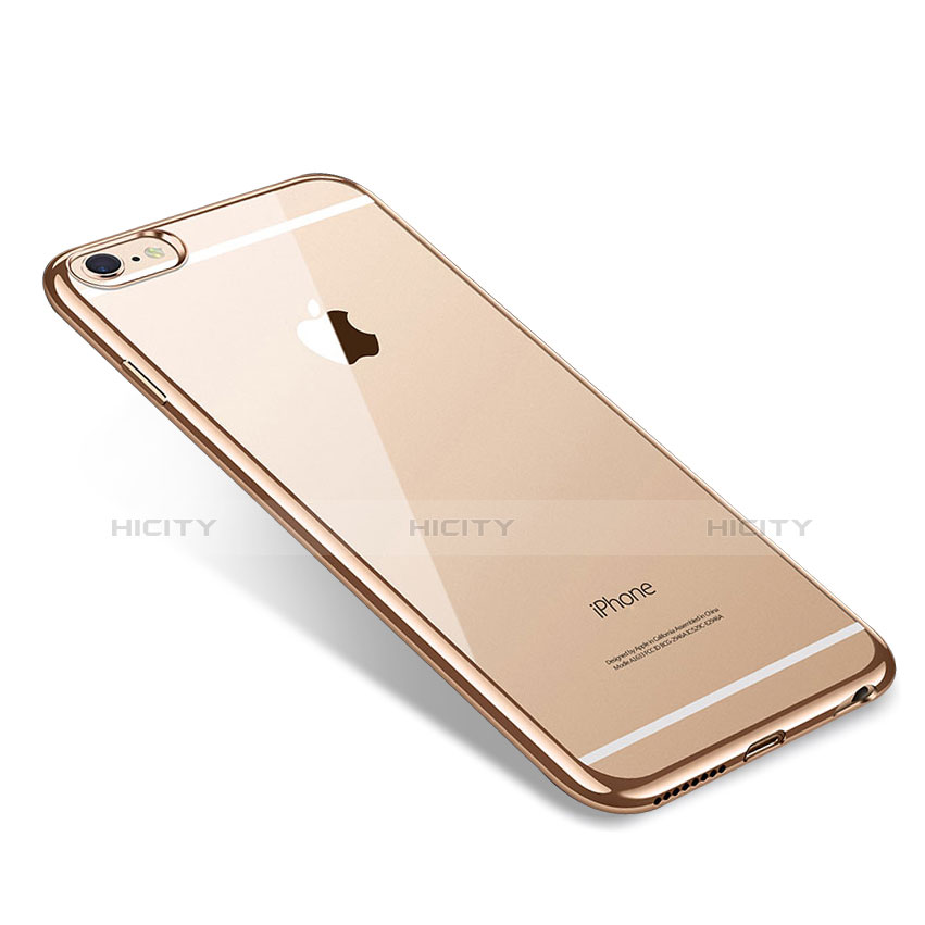 Custodia Silicone Trasparente Ultra Sottile Cover Morbida T09 per Apple iPhone 6 Plus Oro
