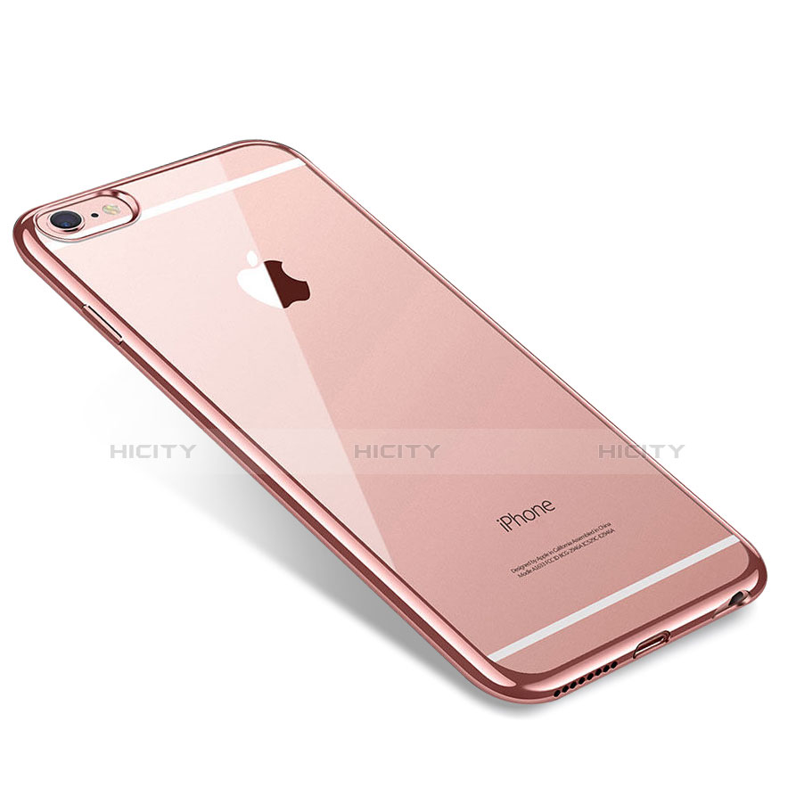 Custodia Silicone Trasparente Ultra Sottile Cover Morbida T09 per Apple iPhone 6S Plus Oro Rosa