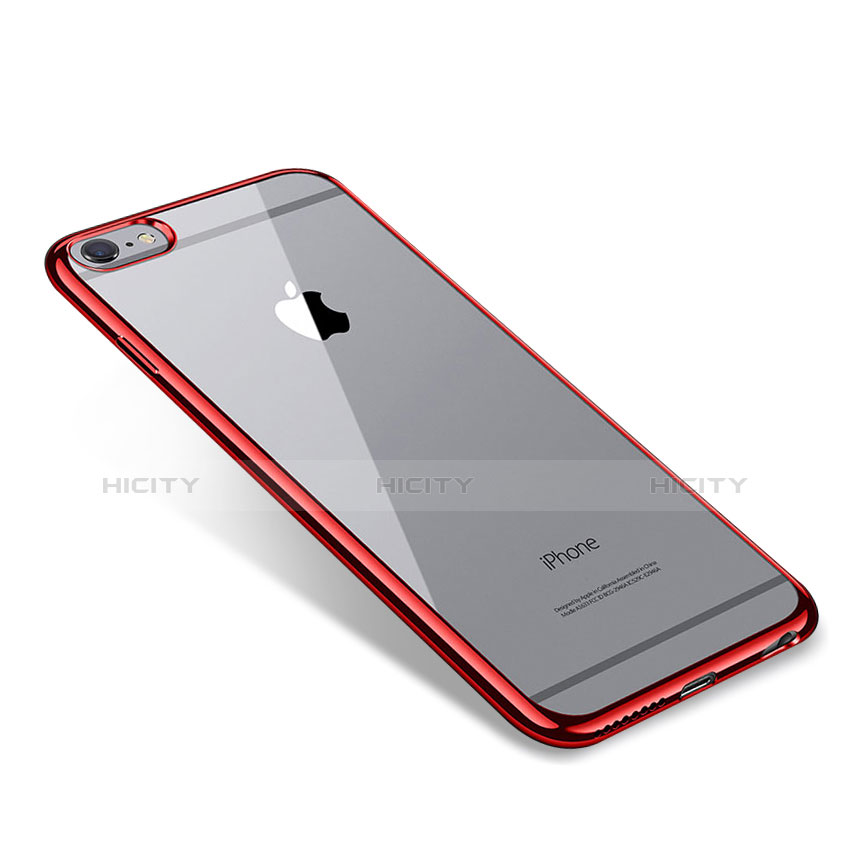 Custodia Silicone Trasparente Ultra Sottile Cover Morbida T09 per Apple iPhone 6S Plus Rosso