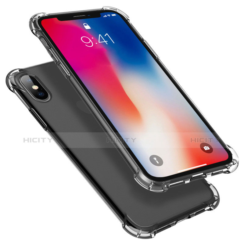 Custodia Silicone Trasparente Ultra Sottile Cover Morbida U01 per Apple iPhone Xs Max Grigio