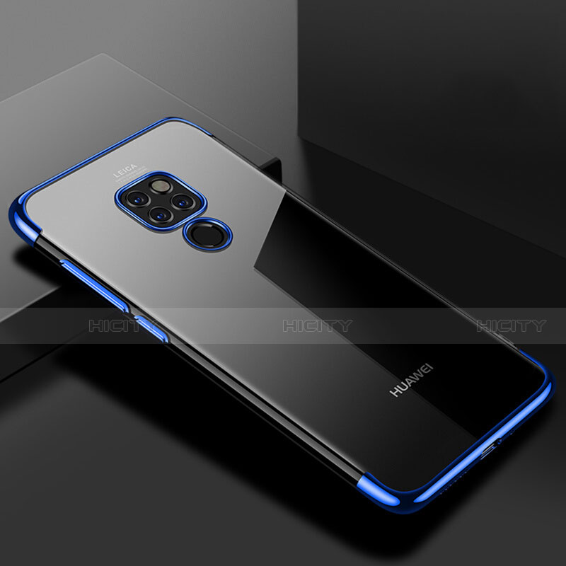 Custodia Silicone Trasparente Ultra Sottile Cover Morbida U01 per Huawei Mate 20 Blu